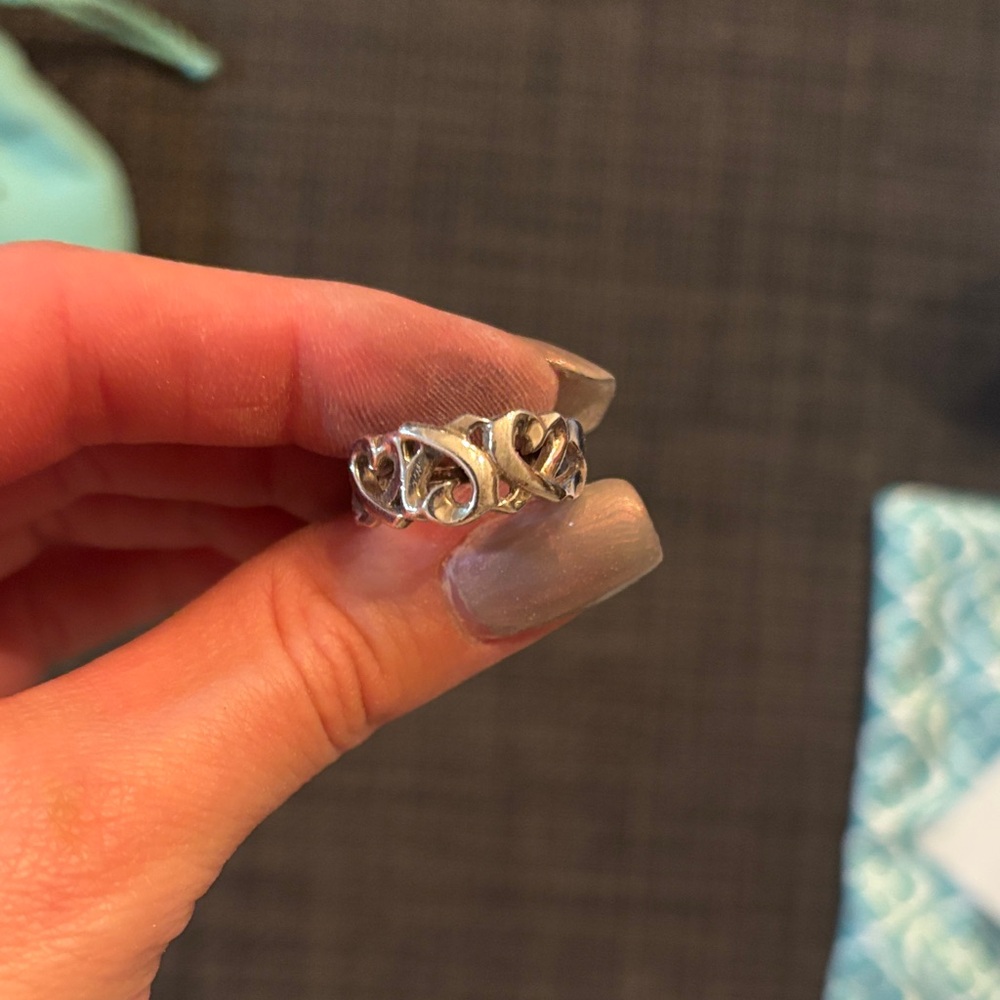 Tiffany & Co. Sterling Silver Heart Link Band - Silver size 7